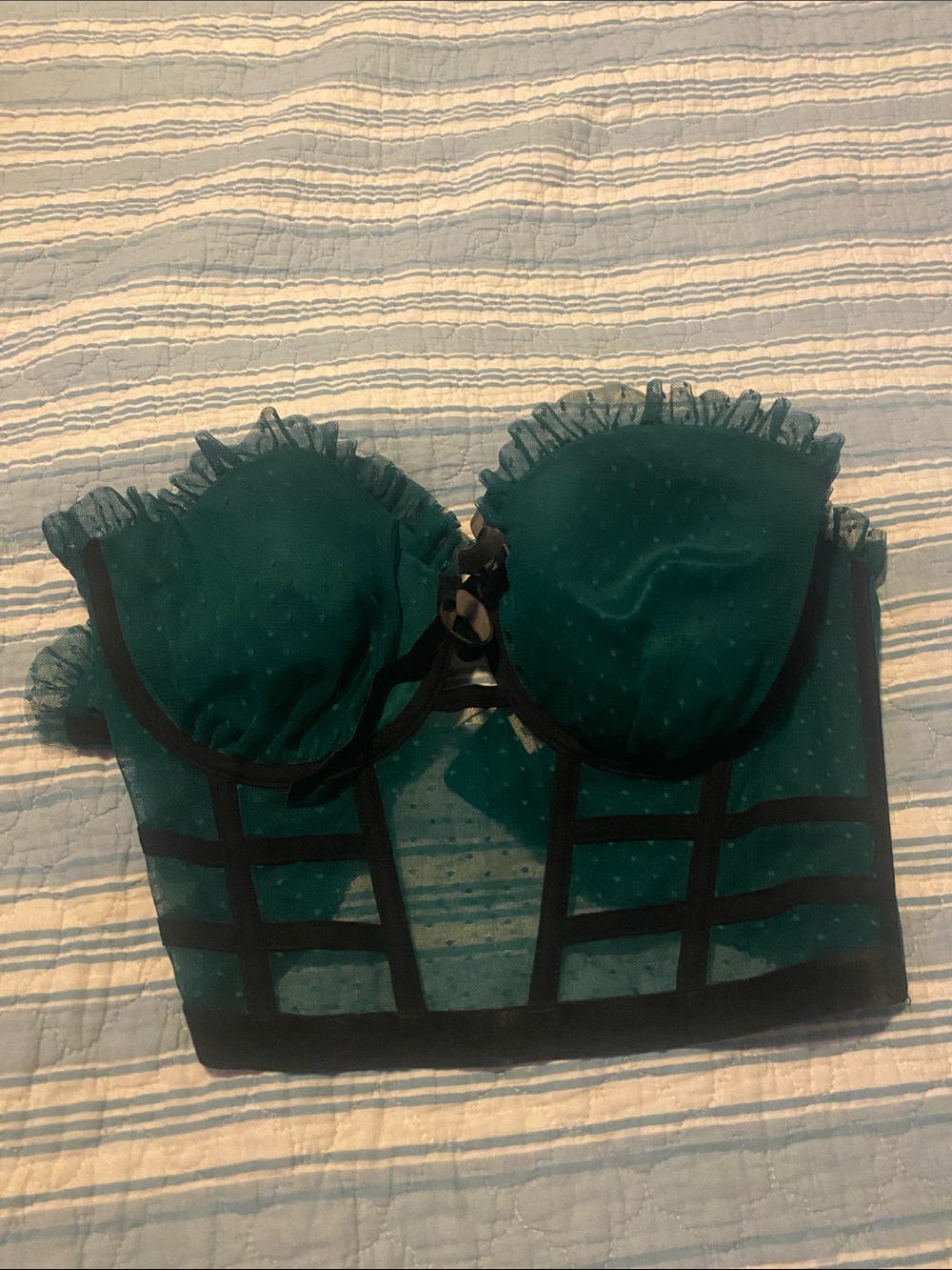 Victoria's Secret Emerald Bustier with Black Trim